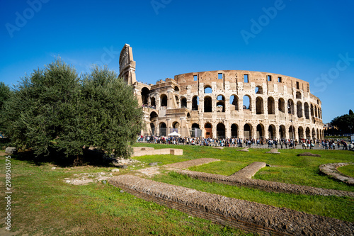 Colosseum in Rome and morning sun, Italy photo