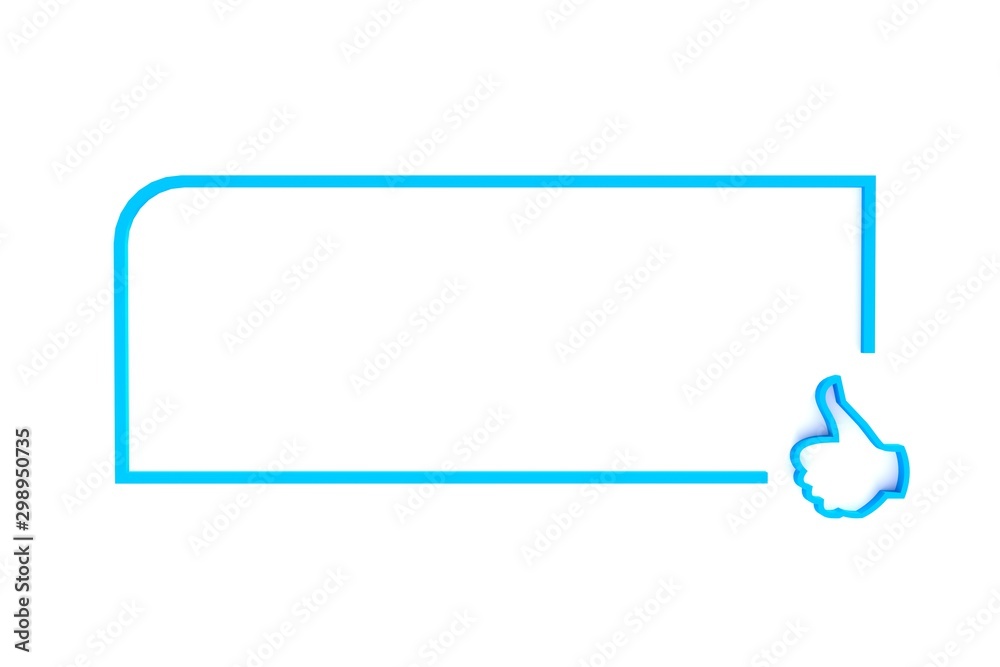 3D empty blue frame with like symbol on white background - 3d rendering 3D empty blue frame with like symbol on white background - 3d rendering