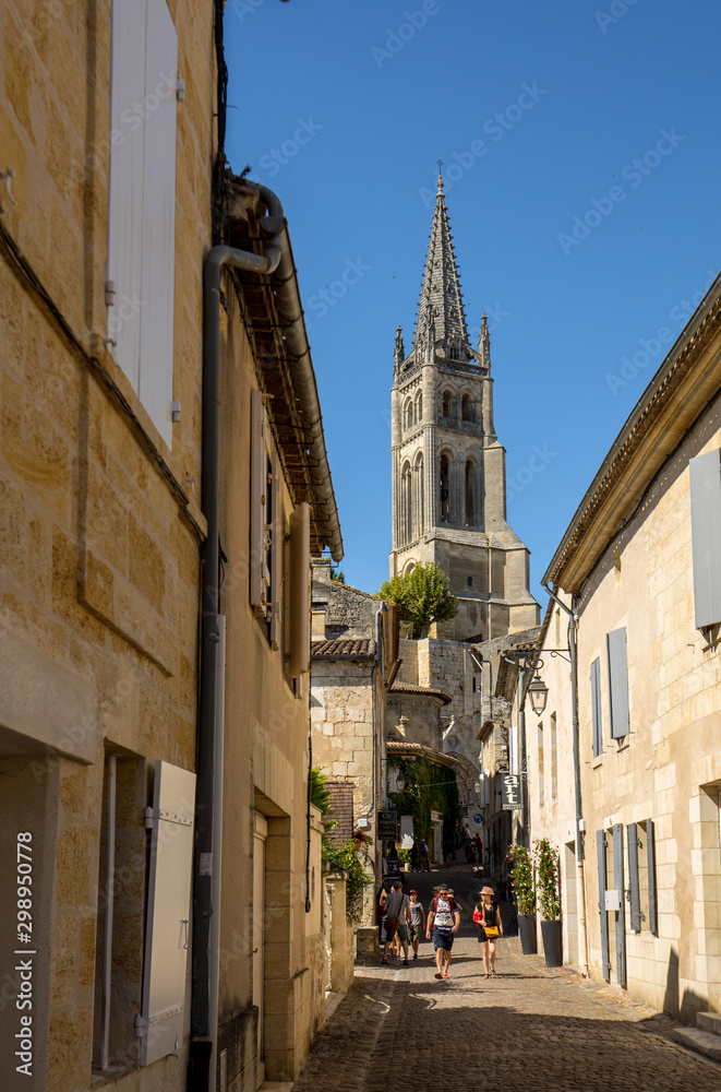  Rue de la Cadene is street leading down to the center of the town from the Porte of Cadene. St Emilion is one of the principal red wine areas of Bordeaux and very popular tourist destination.
