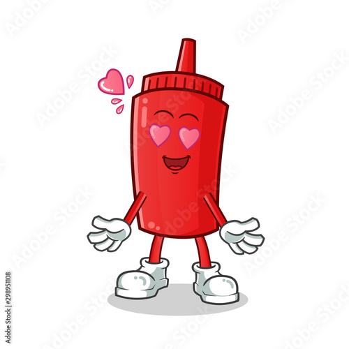 ketchup fall in love mascot vector cartoon illustration
