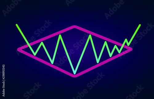 Diamond pattern - bullish formation continuation figure, chart technical analysis. Vector stock, cryptocurrency graph, forex analytics, trading market price breakouts icon