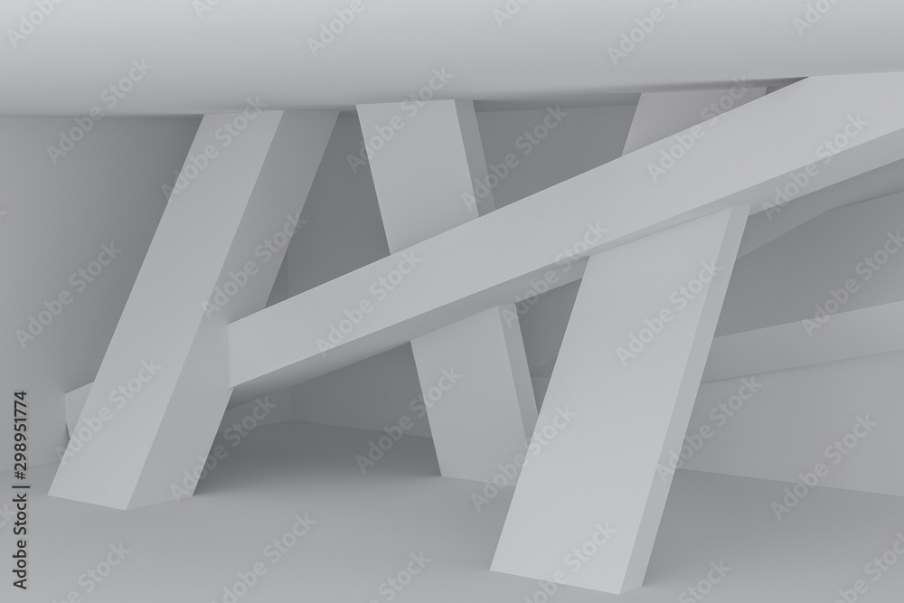 Obraz premium Futuristic White Architecture Design Background. Construction Concept. 3d Render Illustration