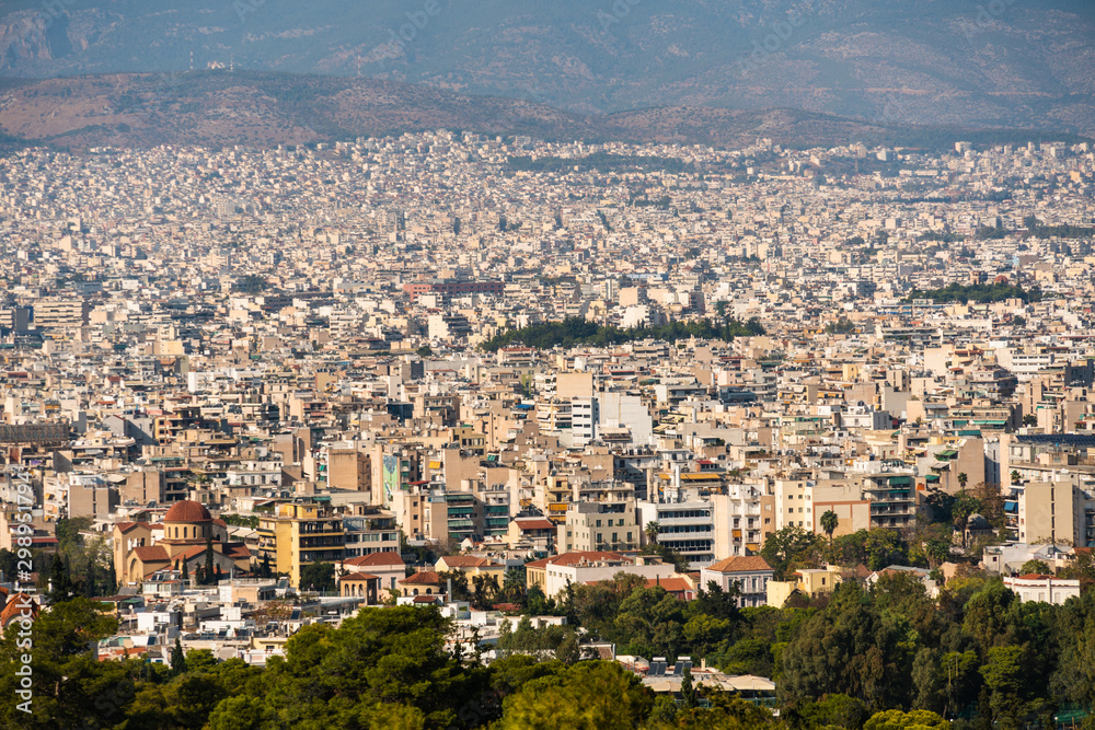Top view of Athens from Acropolis in Greece.