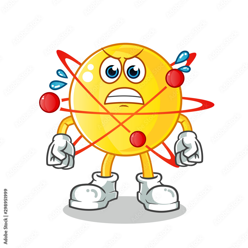 Fototapeta premium atom angry mascot vector cartoon illustration