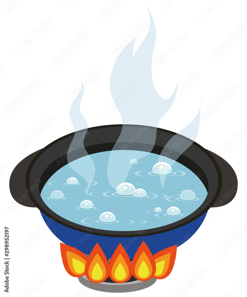 イラスト素材 ガスコンロ お湯 沸騰 鍋 Stock Illustration Adobe Stock