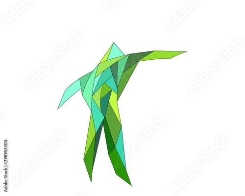 Green and blue low polygon abstract man, vector illustration photo