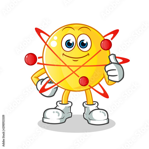 atom thumbs up mascot vector cartoon illustration