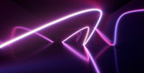 Neon lights, glowing lines, ultraviolet, vibrant colors, abstract background. 3D illustration. 