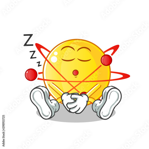atom sleeping mascot vector cartoon illustration