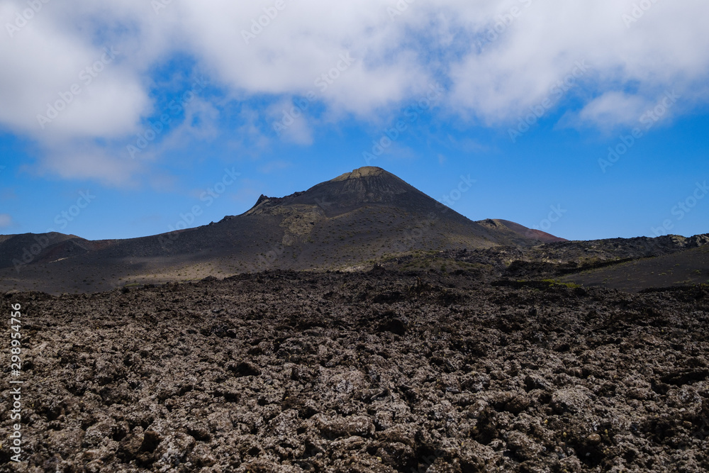 Timanfaya national park with black volcanos on Lanzarote