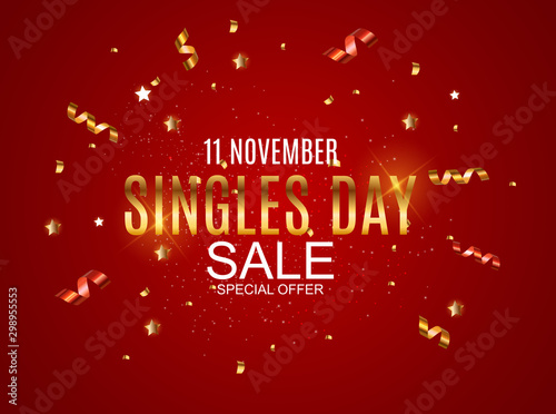 November 11 Singles Day Sale Abstract Background.. Vector Illustration