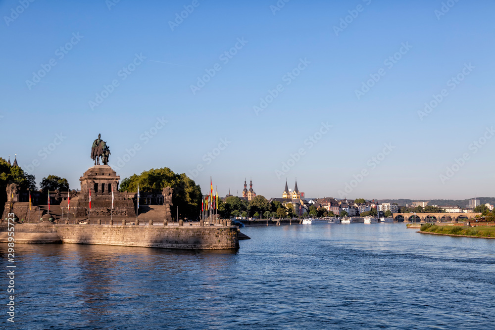 Deutsches Eck at the confluence of the Moselle and Rhine Rivers