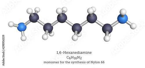 Molecular structure of 1,6-hexanediamine, precursor of Nylon 66