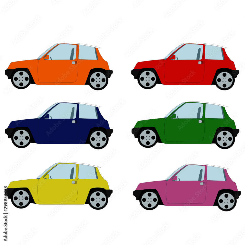 hatchback car different color set