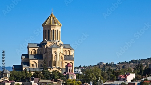 Holy trinity cathedral of Tbilisi, Georgia. This is a popular tourist attraction in the city. 