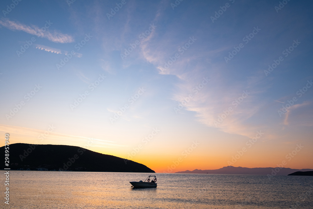 landscape with summer sea and boat