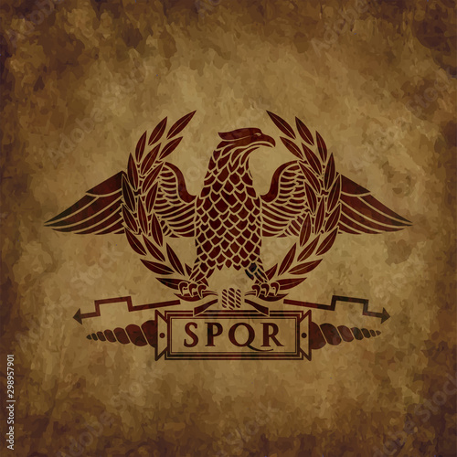 Logo of the Roman eagle on an old shabby texture.