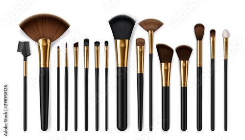 Makeup brushes, eyebrow comb. Make-up artist kit