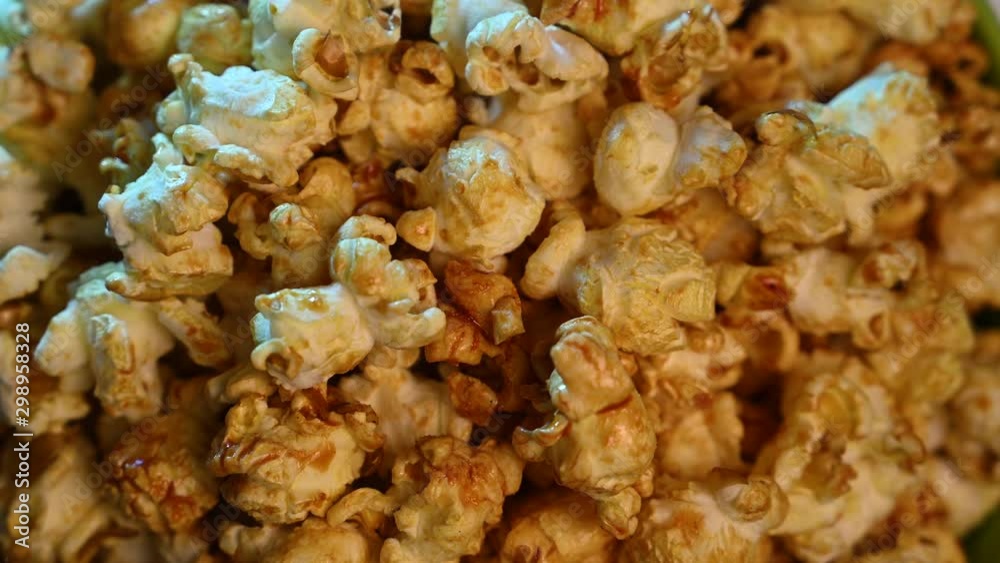 fresh sweet popcorn spinning closeup fresh sweet popcorn spinning closeup
