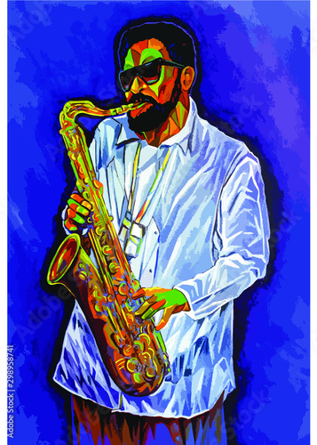 Músico tocando saxofón 