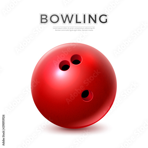 Vector realistic red bowling ball with holes