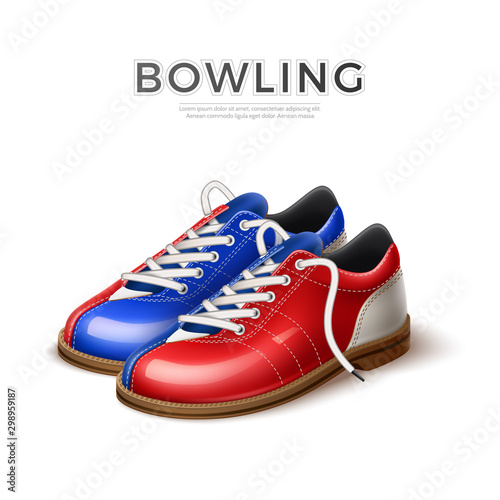 Vector realistci bowling shoes blue and red