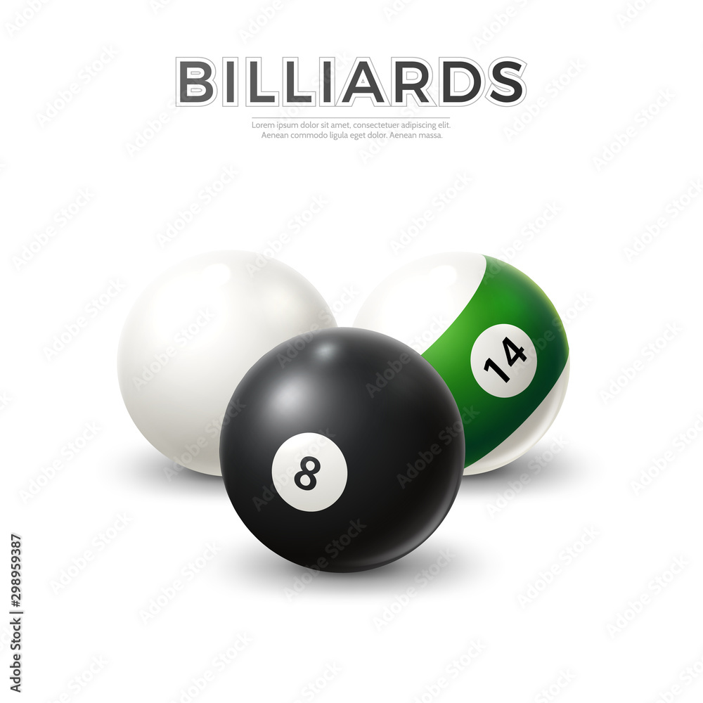 Vector realistic billiard snooker pool balls set Vector realistic billiard snooker pool balls set