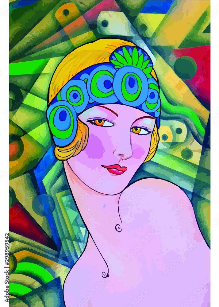 Mujer Art Deco Stock Vector
