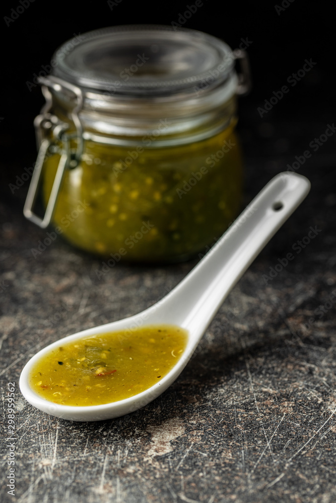 Hot jalapeno sauce. Green chilli sauce. Hot jalapeno sauce. Green chilli sauce.