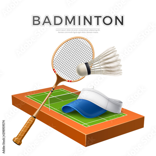 Vector 3d badminton shuttlecock white mock up