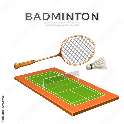 Vector 3d badminton shuttlecock white mock up