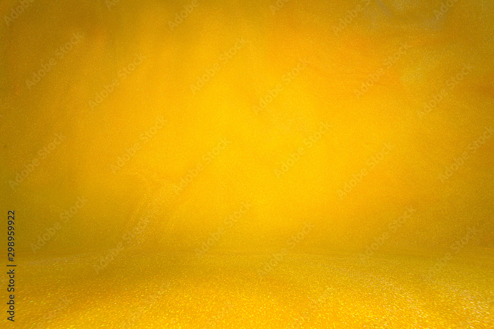 Sparkling photo studio background bright yellow. wall with floor Sparkling photo studio background bright yellow. wall with floor