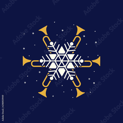 Christmas Jazz fest hand drawn flat color vector