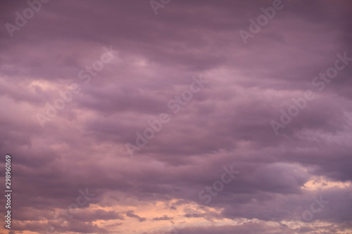 Cloud sky with purple clouds.