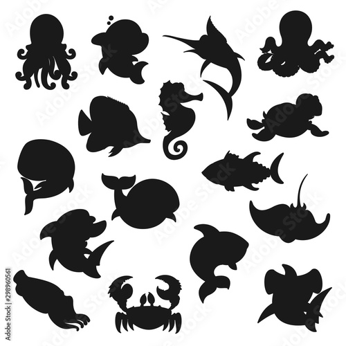 Underwater world sea fishes, ocean animals