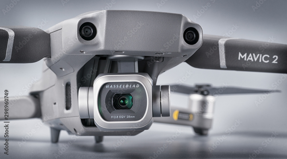 DJI Mavic 2 pro drone on gray studio background Stock Photo | Adobe Stock