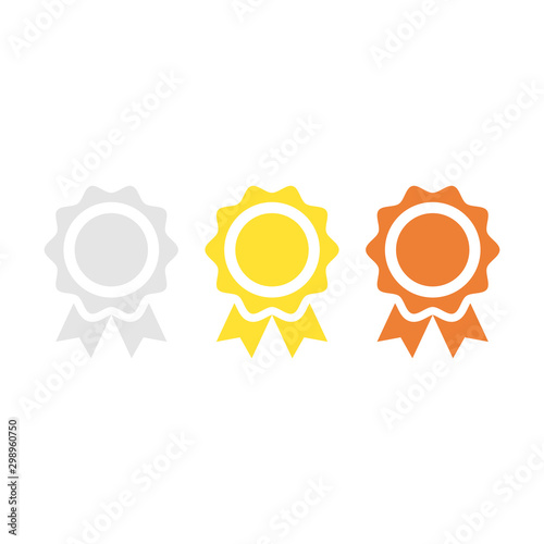Gold medal, silver medal, bronze medal. Prize, trophy, award concepts. Premium quality graphic design elements isolated on white background. Vector icons set