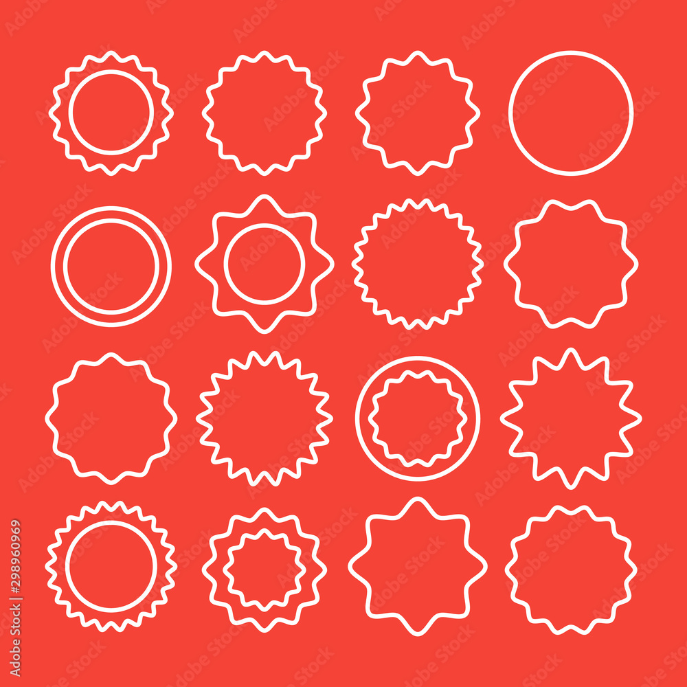 Starburst badges, labels and stickers set. Abstract shapes. Premium quality. Line design. Vector illustration Starburst badges, labels and stickers set. Abstract shapes. Premium quality. Line design. Vector illustration