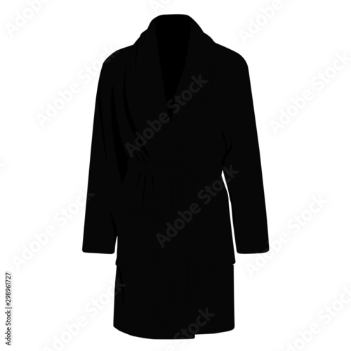 Dressing gown black realistic vector illustration isolated