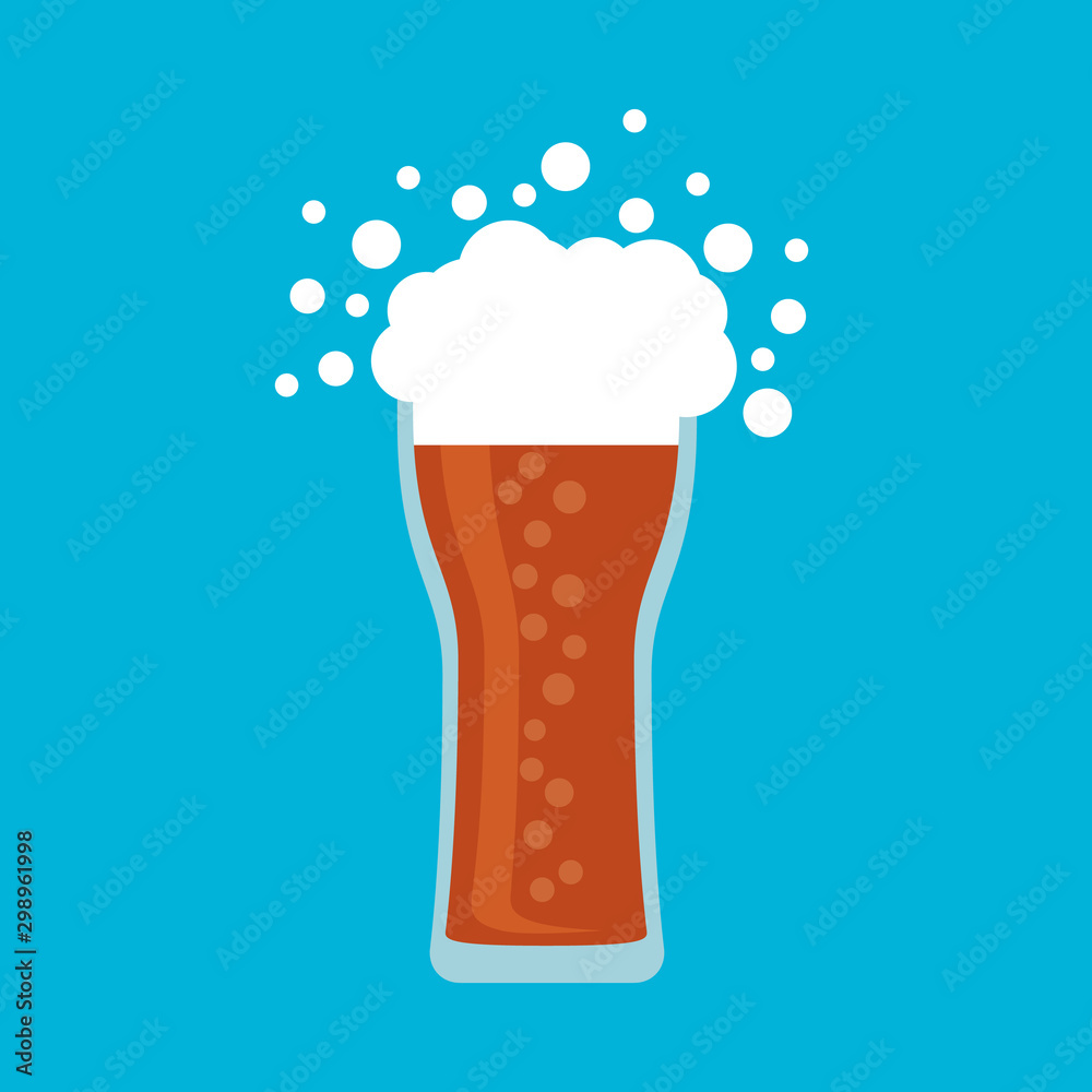Glass beer icon isolated on color background. Template for your design works. Flat style vector illustration Glass beer icon isolated on color background. Template for your design works. Flat style vector illustration