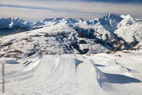 Billede på lærred snowpark in Les Arcs