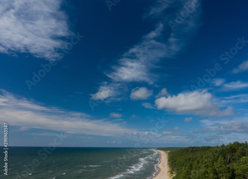 Fototapeta Naklejka Na Ścianę i Meble -  Beautiful landscape. View of coastline. Drone shot of Baltic sea.