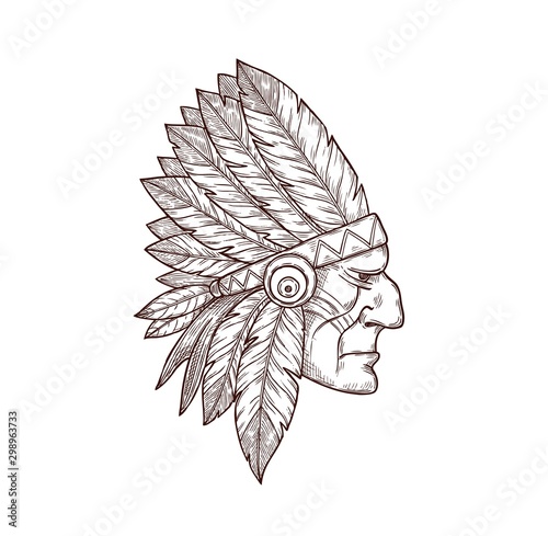Indian chief head sketch tattoo Indigenous culture