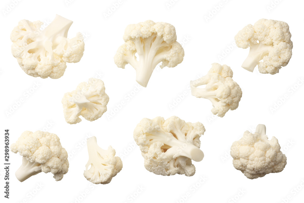 Cauliflower isolated on a white background. top view Cauliflower isolated on a white background. top view