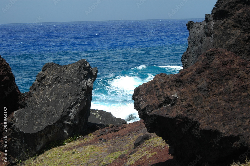shoreline volcanic rock easter island