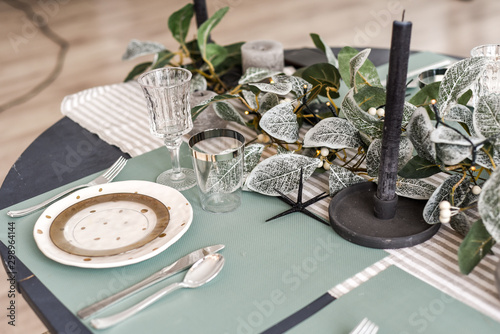 festive table served in a cozy restaurant