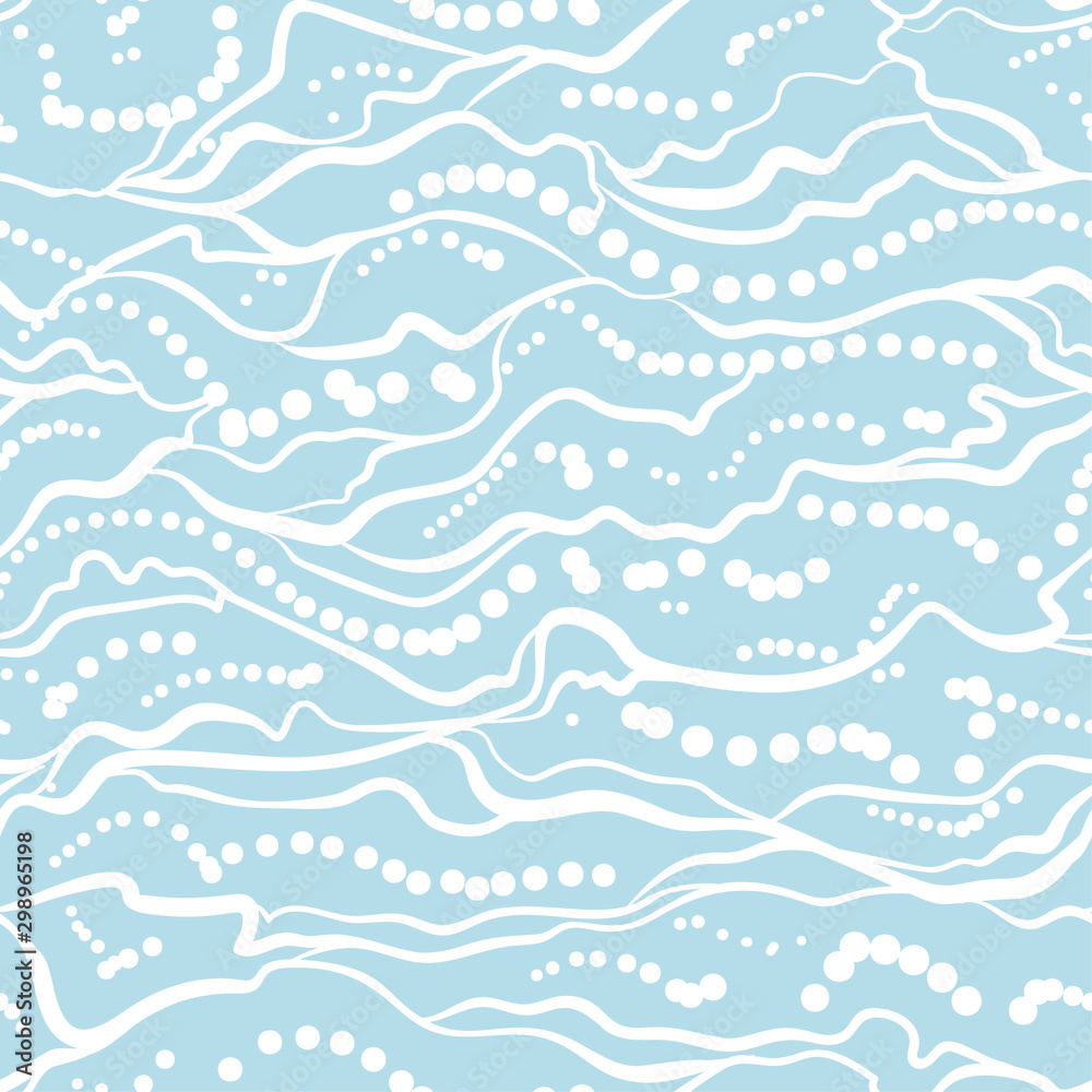 Abstract tangled sea waves seamless pattern. Monochrome wavy striped background. Endless backdrop. Vector illustration Abstract tangled sea waves seamless pattern. Monochrome wavy striped background. Endless backdrop. Vector illustration