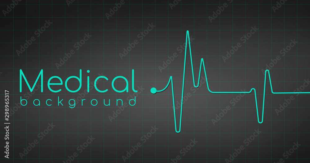 heartbeat ekg pulse tracing on black background, medical or health concept. Vector illustration.