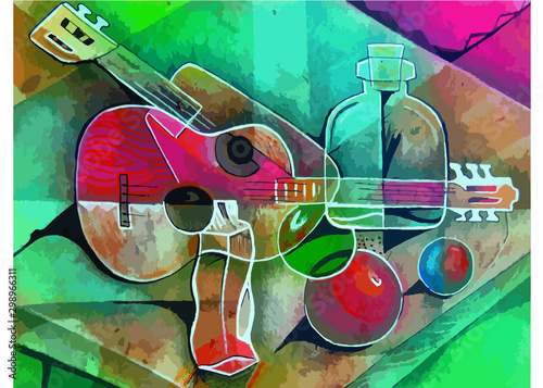 Bodegón con dos guitarras