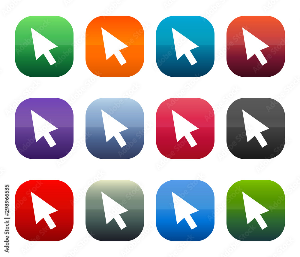 Cursor icon shiny square buttons set illustration design Cursor icon shiny square buttons set illustration design